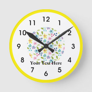 Funky Little Flowers Round Clock