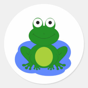 Funky little frog pond classic round sticker