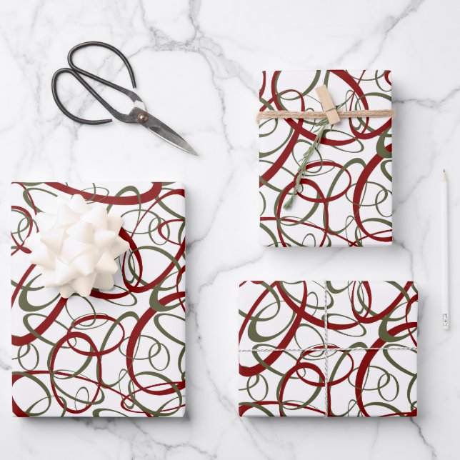 Funky loops cranberry loden Christmas any occasion Wrapping Paper Sheet (Front)