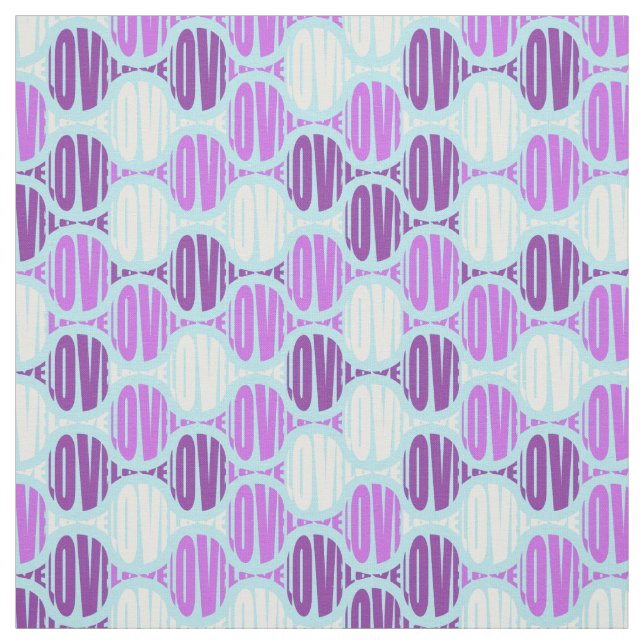 Funky Love Typography Purple Fabric (Swatch)