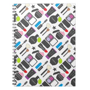 Funky Makeup Cosmetics Collage Pattern Notebook