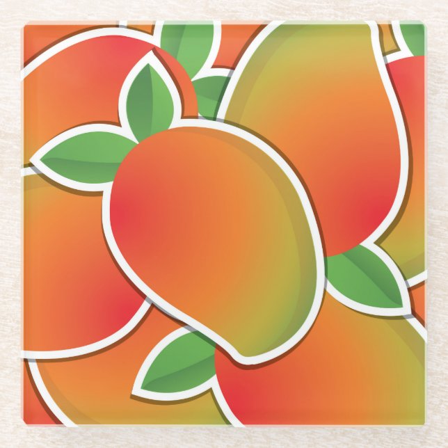 Funky mango glass coaster (Front)