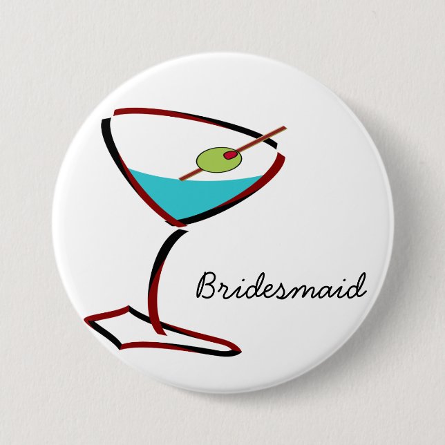 Funky martini red Bridesmaid Favours 7.5 Cm Round Badge (Front)