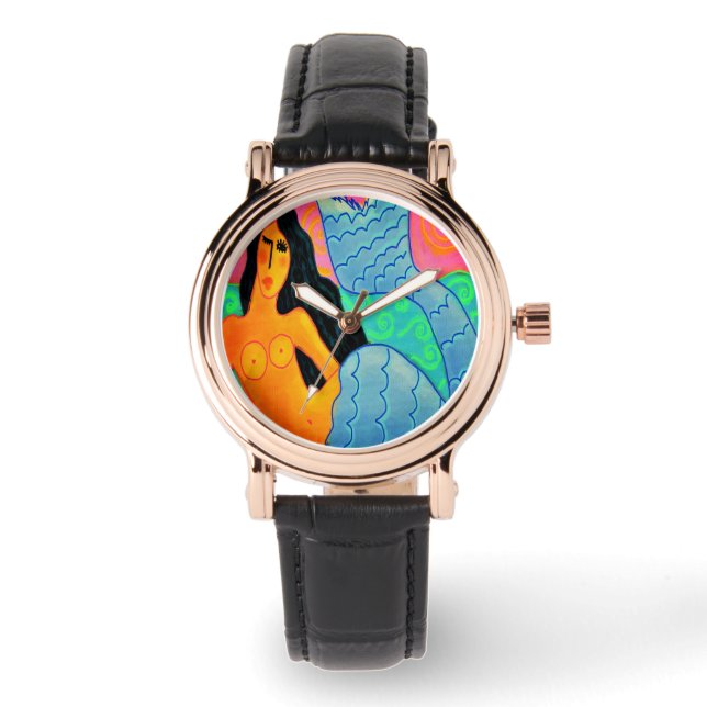 Funky Mermaid Abstract Art to Wear Watch (Front)