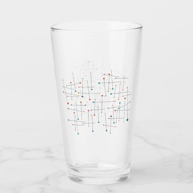 Funky Mid-Century Lines And Dots Retro Glass (Front)