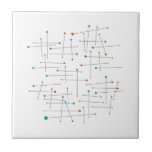 Funky Mid Century Lines And Dots Throwback Ceramic Tile<br><div class="desc">This funke mid century modern ceramic tile,  with it's lines and colourful dots,  is sure to add a little retro fabulous to your decor!</div>