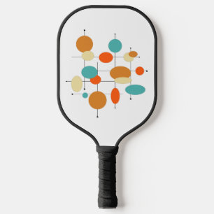 Funky Mid Century Retro Orange Turquoise Circles Pickleball Paddle