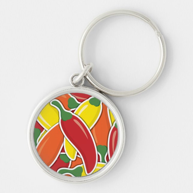 Funky mixed chilli peppers key ring (Front)