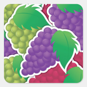 Funky mixed grapes square sticker