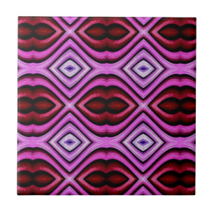Funky modern Artistic Valentine Lips Pattern Ceramic Tile