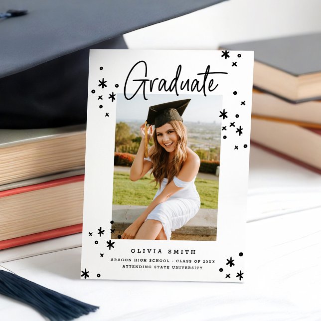 Funky Modern Black & White Graduation Announcement (Creator Uploaded)
