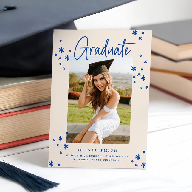 Funky Modern Bright Blue Graduation Announcement (Creator Uploaded)