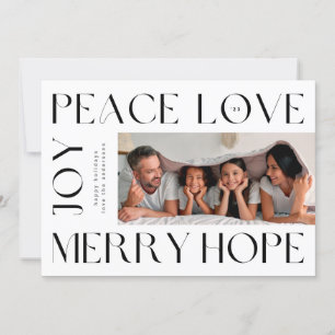 Funky Modern Letters MERRY JOY PEACE LOVE photo Holiday Card