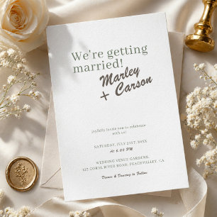 Funky Modern Minimalist White Wedding  Invitation