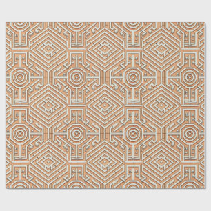 Funky Modern Orange Geometric Futuresque Patterned Wrapping Paper