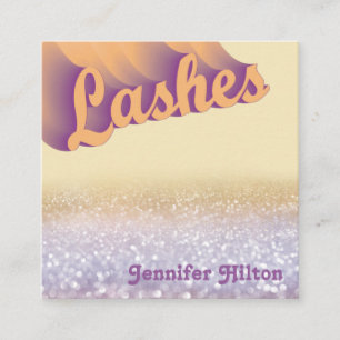 Funky modern trendy colourful lashes after care square business card