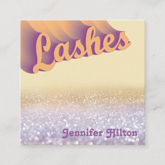 Funky modern trendy colourful lashes after care square business card (Front)
