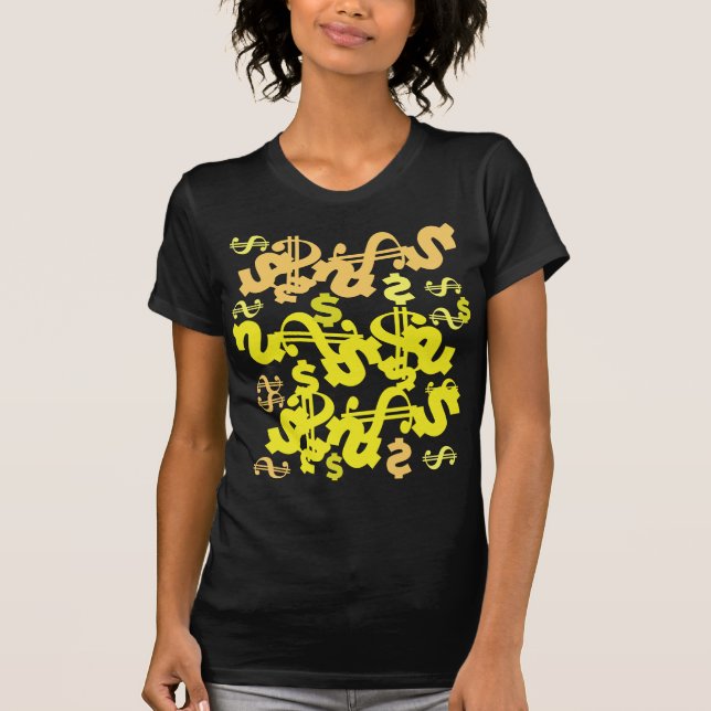 Funky Money Dollar Dollars Pattern Top T-Shirt (Front)
