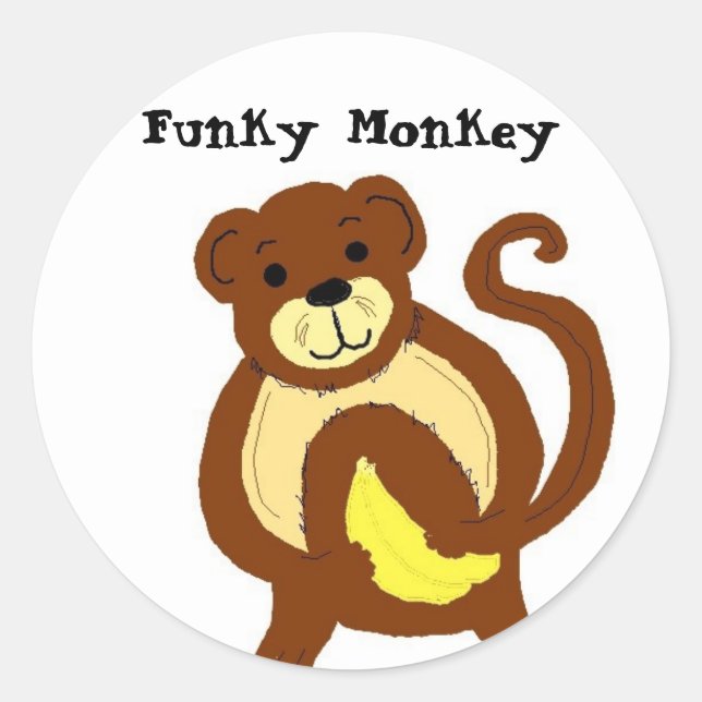 Funky Monkey Classic Round Sticker (Front)