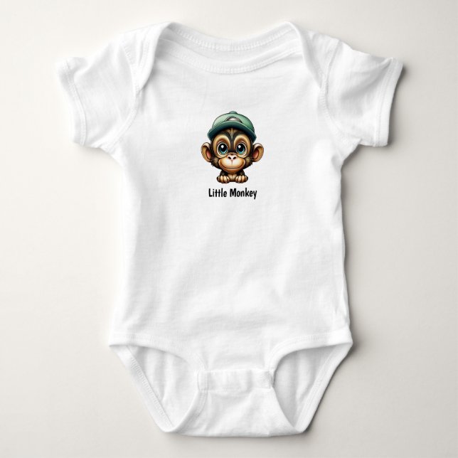 Funky Monkey Dude Rocks the Green Hat Baby Bodysuit (Front)