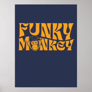 Funky Monkey Retro Typography Poster