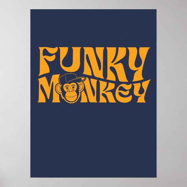 Funky Monkey Retro Typography Poster (Front)