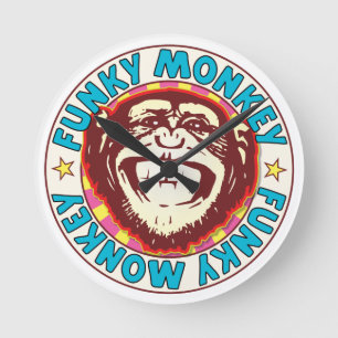 Funky Monkey Round Clock