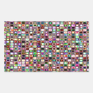Funky Mosaic Tiles Pattern With Jewel Tones Rectangular Sticker