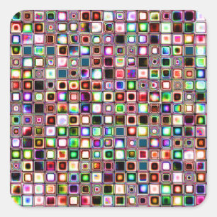 Funky Mosaic Tiles Pattern With Jewel Tones Square Sticker