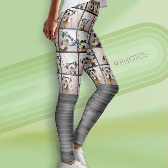Funky Motion and 9 photo collage - can edit colour Leggings (Custom Photo Leggings - 9 Photos)