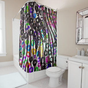 Funky Multi Animal Print Pattern Bright Colours Shower Curtain
