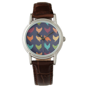 Funky Multi-colored Chicken Pattern Watch