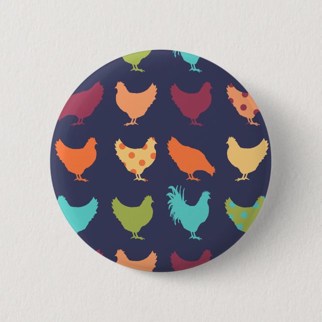 Funky Multi-coloured Chicken Pattern 6 Cm Round Badge (Front)