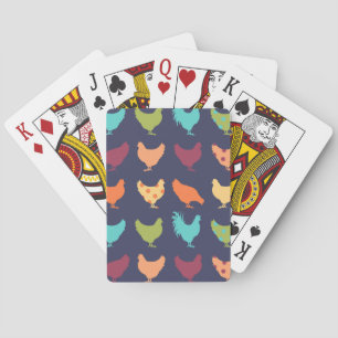 Funky Multi-coloured Chicken Pattern Playing Cards