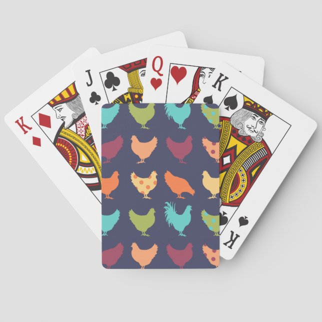 Funky Multi-coloured Chicken Pattern Playing Cards (Back)