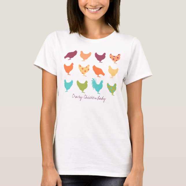 Funky Multi-coloured Chicken Pattern T-Shirt (Front)