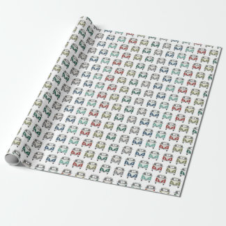 funky, multi coloured vintage bus wrapping paper