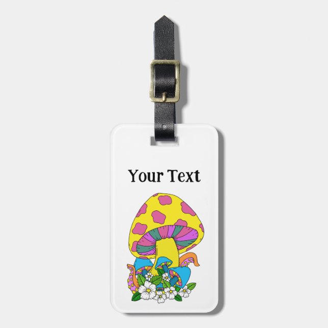 Funky Mushroom Luggage Tag (Front Vertical)