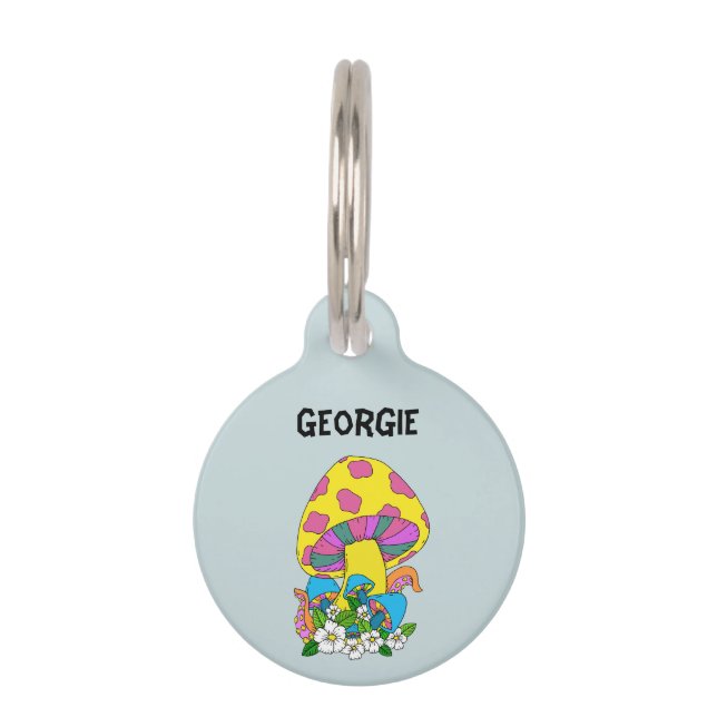 Funky Mushroom  Pet Tag (Front)