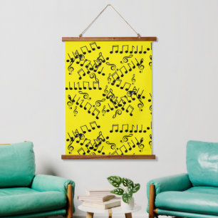 Funky Musical Music Notes Treble Clef Hanging Tapestry