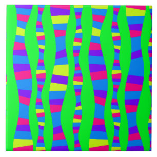 Funky Neon Colours Retro Modern Pattern Ceramic Tile