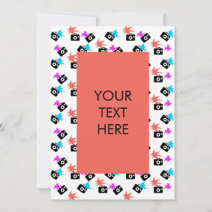 Funky Neon Flash Burst Camera Pattern Blank Card