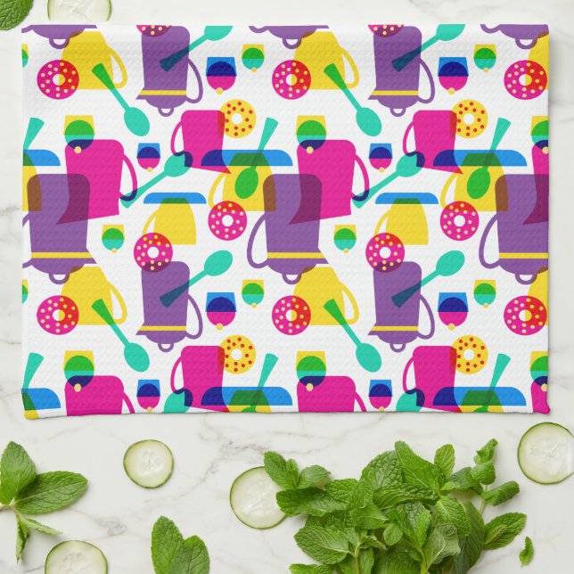 Funky Neon Kitchen | Add Your Name Tea Towel (Folded)