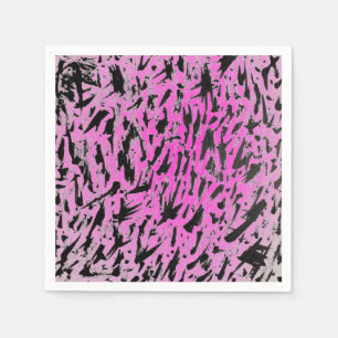 Funky Neon Pink and Black Print Napkin