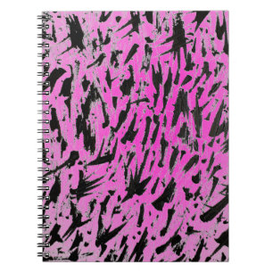 Funky Neon Pink and Black Print Notebook