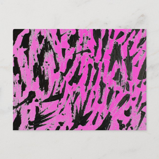 Funky Neon Pink and Black Print Postcard (Front)