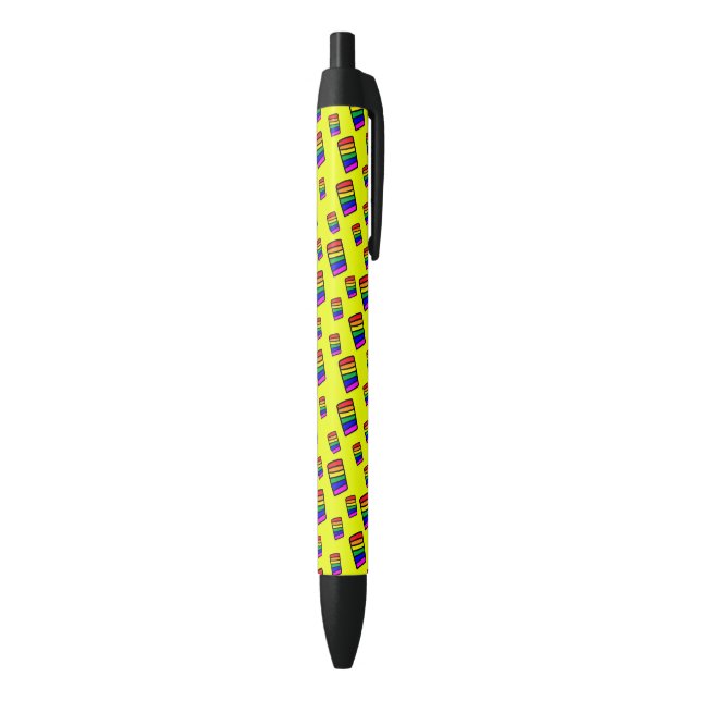 Funky Neon Rainbow Block Pattern Black Ink Pen (Bottom (Vertical))