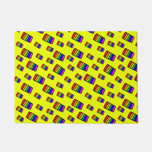 Funky Neon Rainbow Block Pattern Doormat