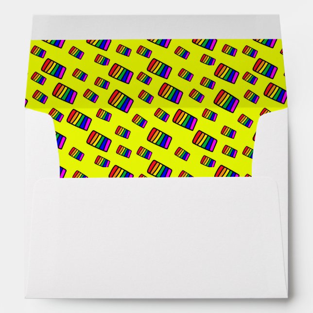 Funky Neon Rainbow Block Pattern Envelope (Back (Bottom))