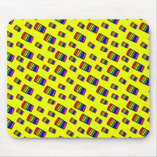 Funky Neon Rainbow Block Pattern Mouse Pad